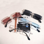 GL Hip-Hop Rimless Sunglasses VVS Moissanite Inlay Bridge & Multicolor Lenses Moissanite Metal Arms