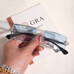 GL Hip-Hop Rimless Sunglasses VVS Moissanite Inlay Bridge & Multicolor Lenses Moissanite Metal Arms
