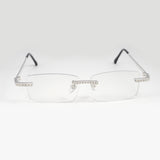 GL Hip-Hop Rimless Sunglasses VVS Moissanite Inlay & Multicolor Gear-Edge Lenses Metal Arms