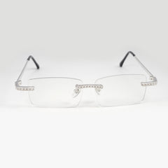 GL Hip-Hop Rimless Sunglasses VVS Moissanite Inlay & Multicolor Gear-Edge Lenses Metal Arms