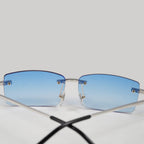 GL Hip-Hop Rimless Sunglasses VVS Moissanite Inlay & Multicolor Gear-Edge Lenses Metal Arms