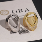 GL Hip Hop Cross Baguette Round Pave Moissanite Diamonds Ring