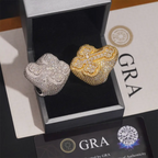 GL Hip Hop Cross Baguette Round Pave Moissanite Diamonds Ring