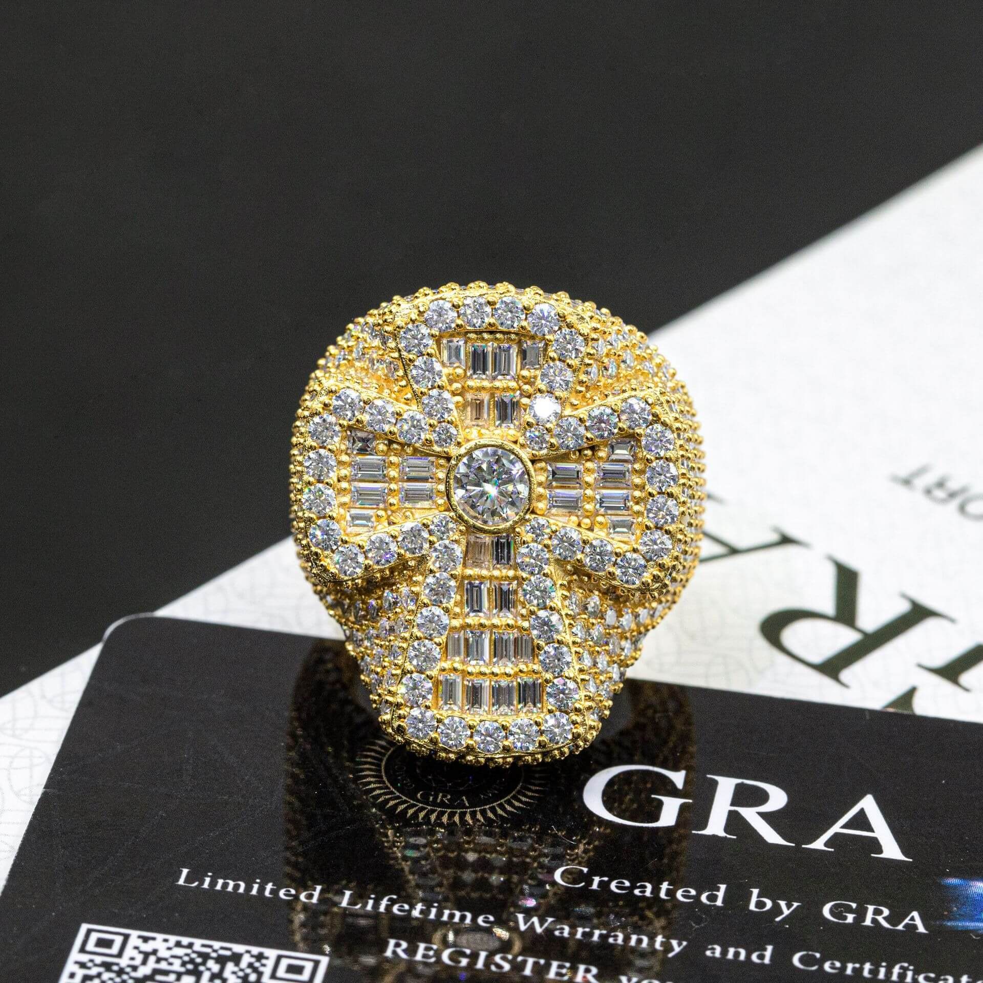 GL New Personalized Cross Moissanite 925 Silver Hip Hop Men's Ring