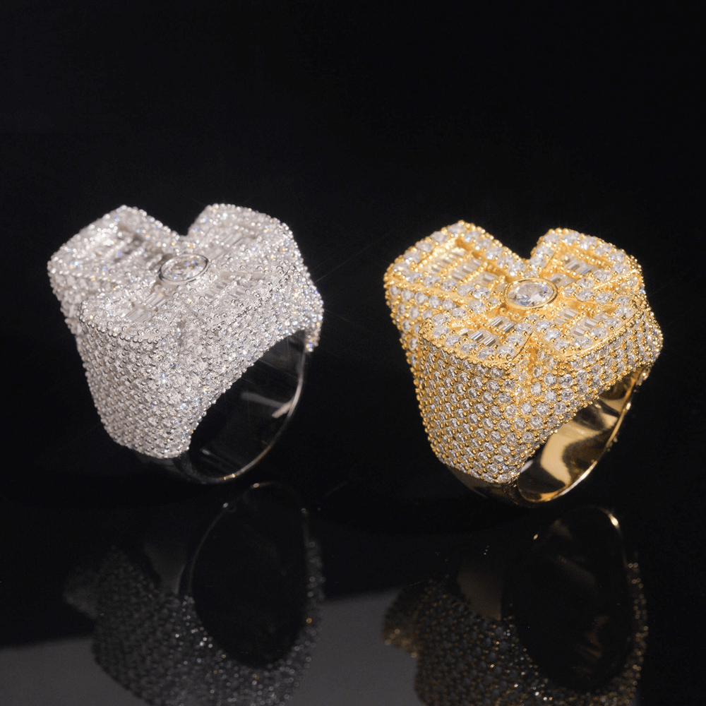 GL New Personalized Cross Moissanite 925 Silver Hip Hop Men's Ring