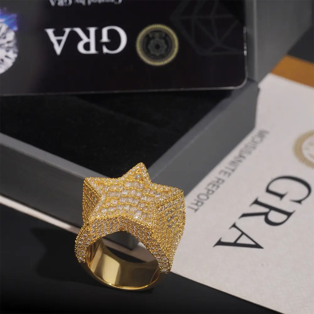 GL Hip Hop Star Boys Ring S925 Silver Moissanite Full Set With Personalized Trendy Ring