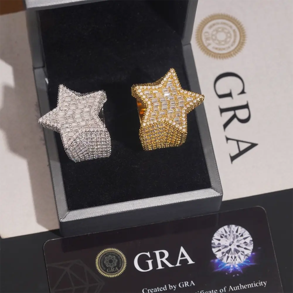 GL Hip Hop Star Boys Ring S925 Silver Moissanite Full Set With Personalized Trendy Ring