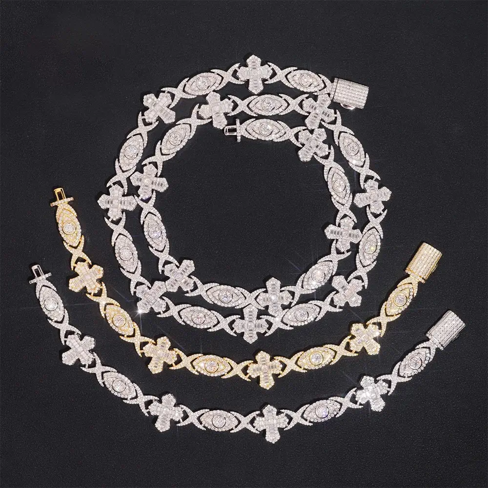 14MM Infinity Cross VVS Moissanite Cuban Link Chain