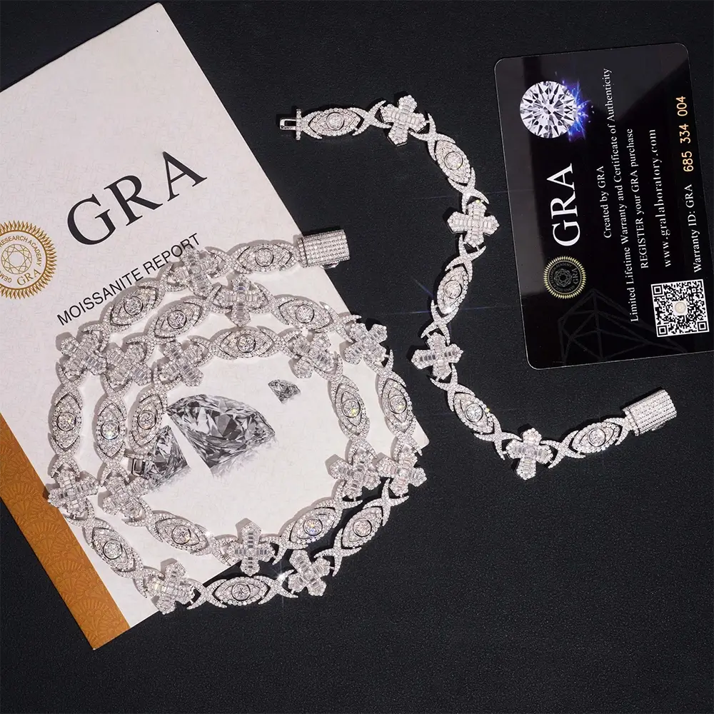 14MM Infinity Cross VVS Moissanite Cuban Link Chain