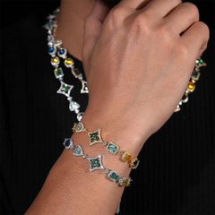 17mm Irregularly shaped Colored Moissanite Cuban link Chain