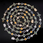17mm Irregularly shaped Colored Moissanite Cuban link Chain
