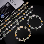 17mm Irregularly shaped Colored Moissanite Cuban link Chain