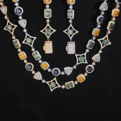 17mm Irregularly shaped Colored Moissanite Cuban link Chain