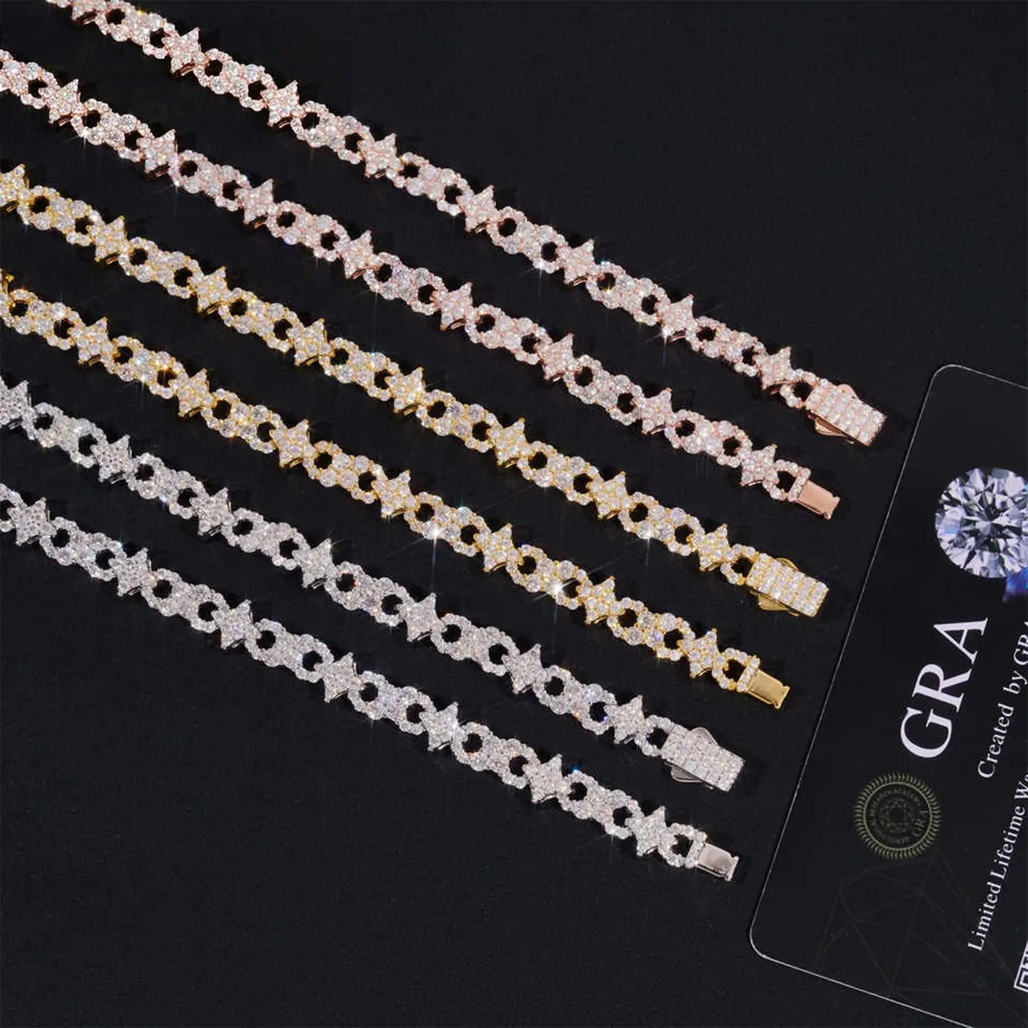 VVA Moissanite Infinity Starburst Chain S925 Silver 8mm Chain Image secondaire du produit
