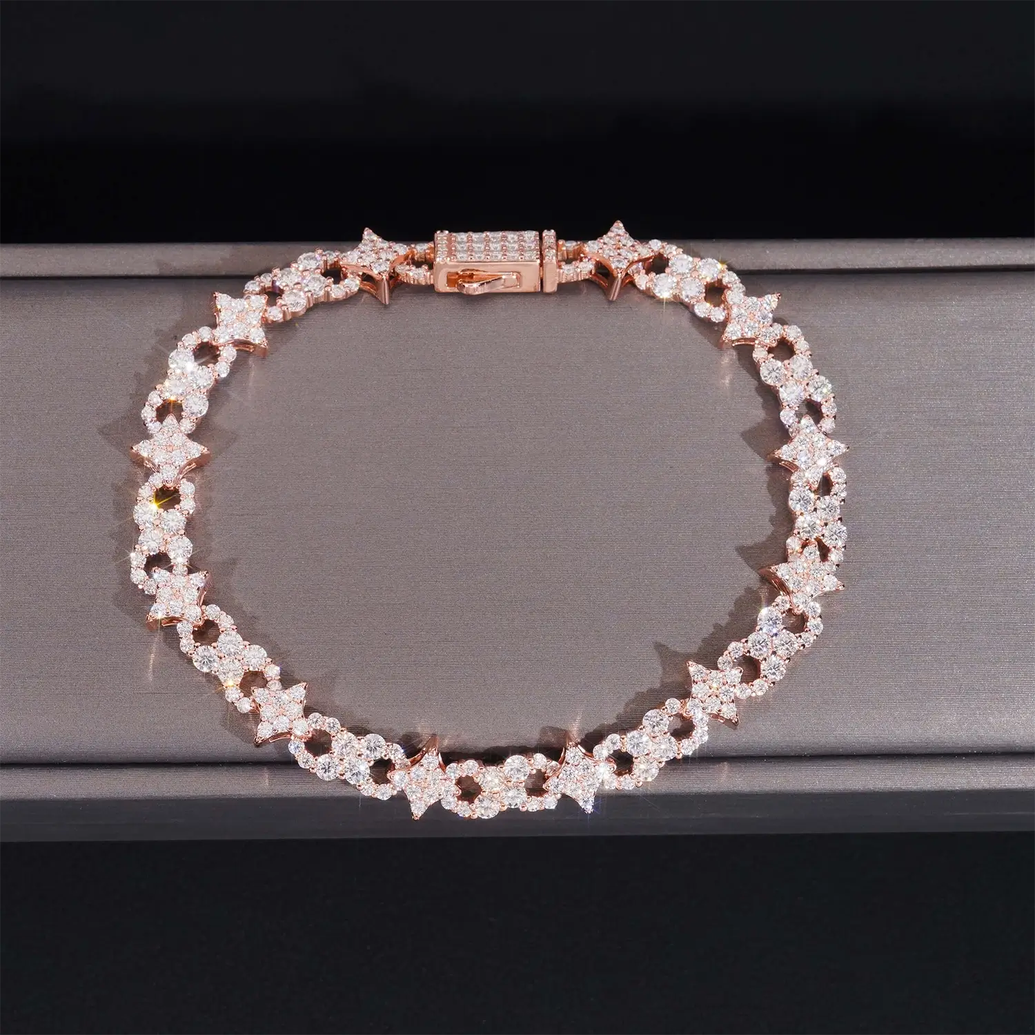 VVA Moissanite Infinity Starburst Chain S925 Silver 8mm Chain