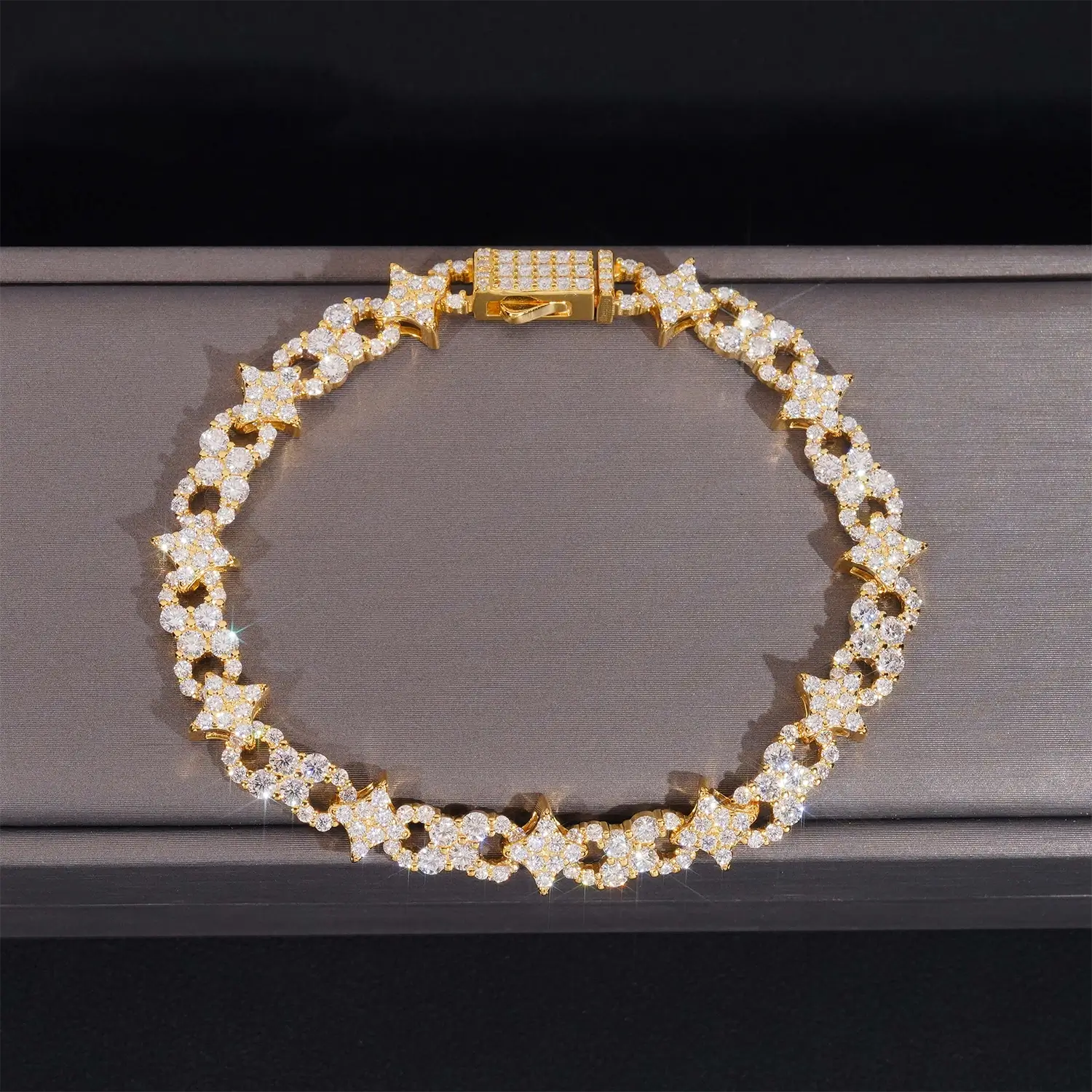 VVA Moissanite Infinity Starburst Chain S925 Silver 8mm Chain