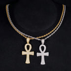 Classic Micro Paved VVS Moissanite Ankh Cross Pendant