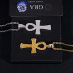Classic Micro Paved VVS Moissanite Ankh Cross Pendant