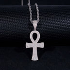 Classic Micro Paved VVS Moissanite Ankh Cross Pendant