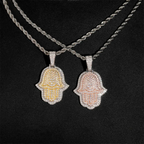 GL Hip Hop Hamsa Two-tone Metal S925 Silver Moissanite Diamonds Pendant