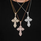 Iced Out VVS Moissanite Flare Cross Pendant S925 Silver
