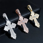 Iced Out VVS Moissanite Flare Cross Pendant S925 Silver