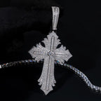 Iced Out VVS Moissanite Flare Cross Pendant S925 Silver