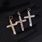 4MM Ascher Cut S925 Silver VVS Moissanite Cross Pendant
