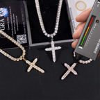 4MM Ascher Cut S925 Silver VVS Moissanite Cross Pendant