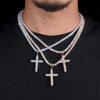 4MM Ascher Cut S925 Silver VVS Moissanite Cross Pendant