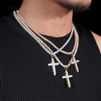 4MM Ascher Cut S925 Silver VVS Moissanite Cross Pendant