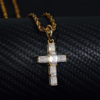 5ct Emerald Cut S925 Silver VVS Moissanite Cross Pendant
