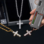 5ct Emerald Cut S925 Silver VVS Moissanite Cross Pendant