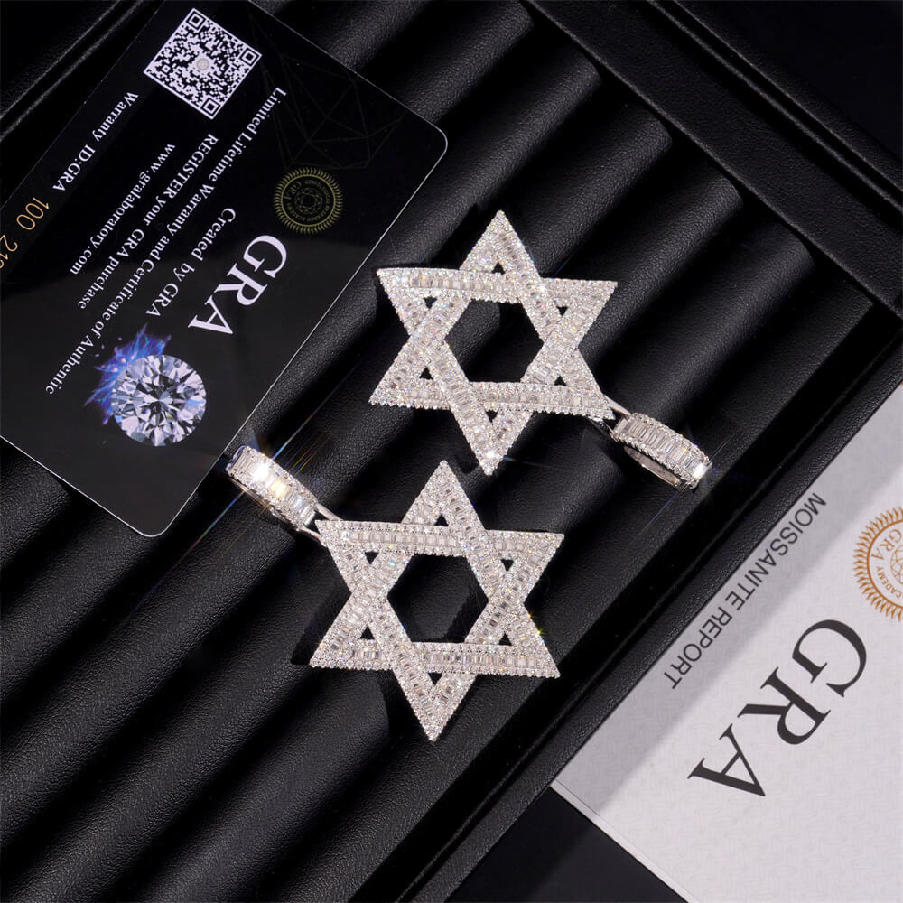 GL Lucky Star of David Moissanite Diamond Pendant Secondary image