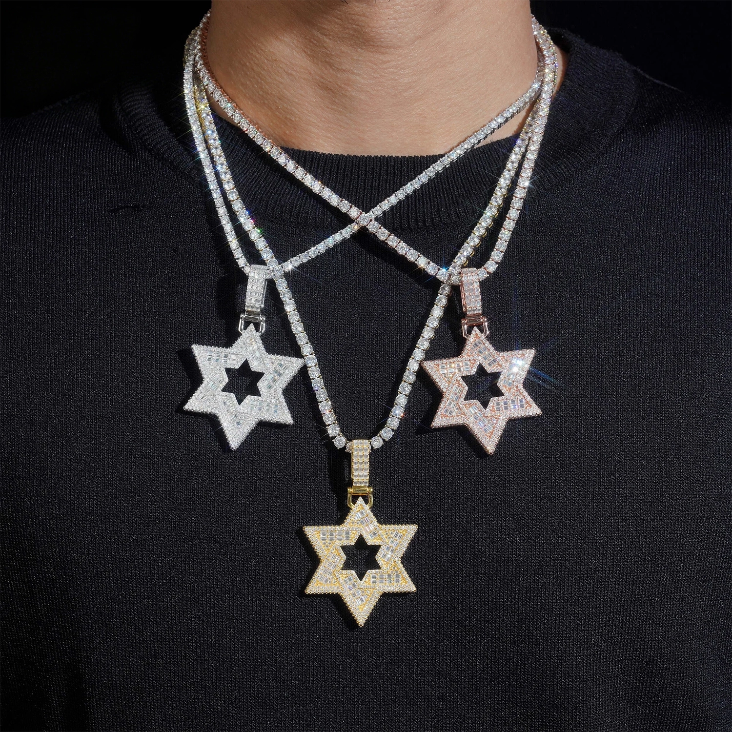 VVS Baguette Moissanite Star of David Pendant Main image