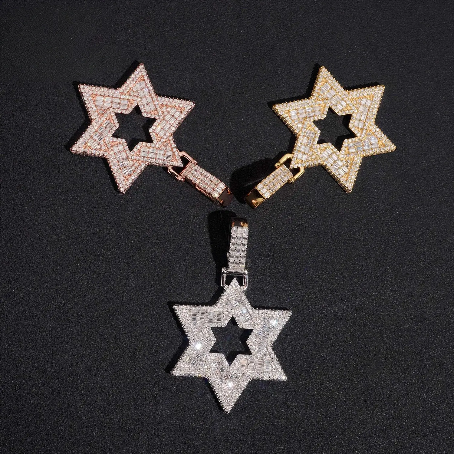 VVS Baguette Moissanite Star of David Pendant