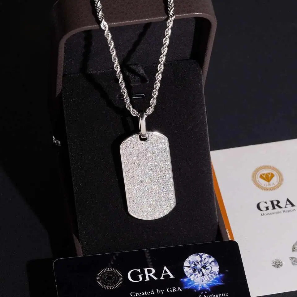 Fully Iced Out VVS Moisaanite Dog Tag Pendant