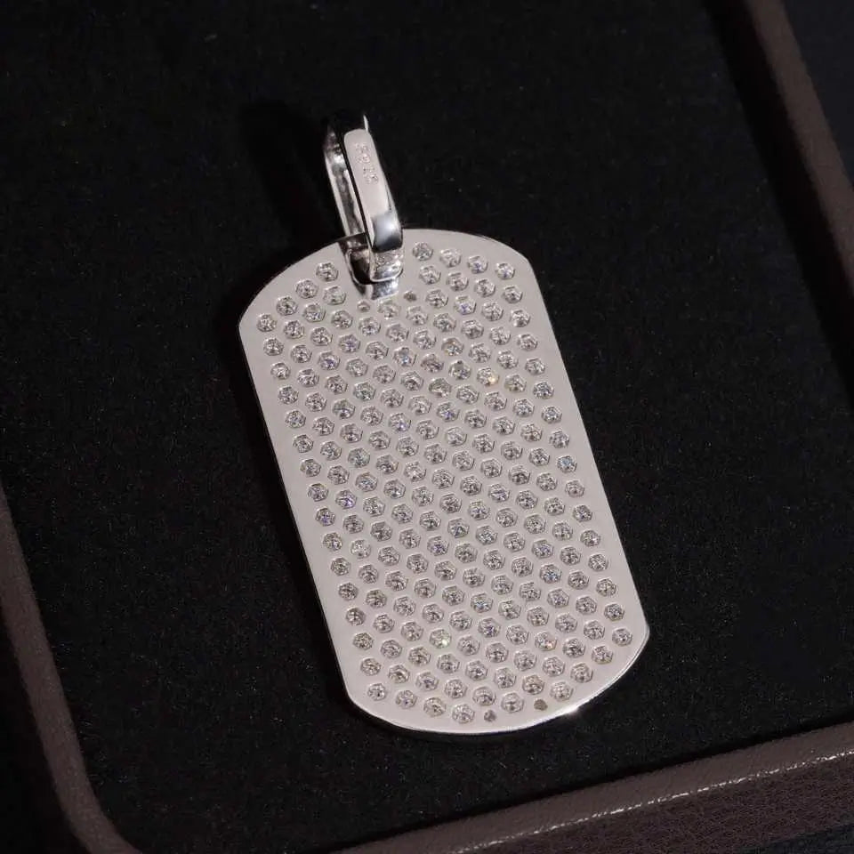 Fully Iced Out VVS Moisaanite Dog Tag Pendant
