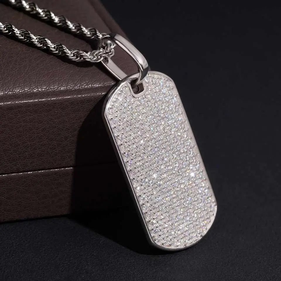 Fully Iced Out VVS Moisaanite Dog Tag Pendant