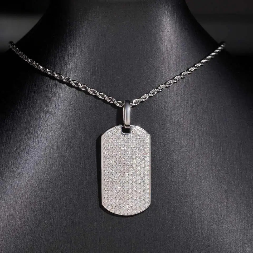 Fully Iced Out VVS Moisaanite Dog Tag Pendant
