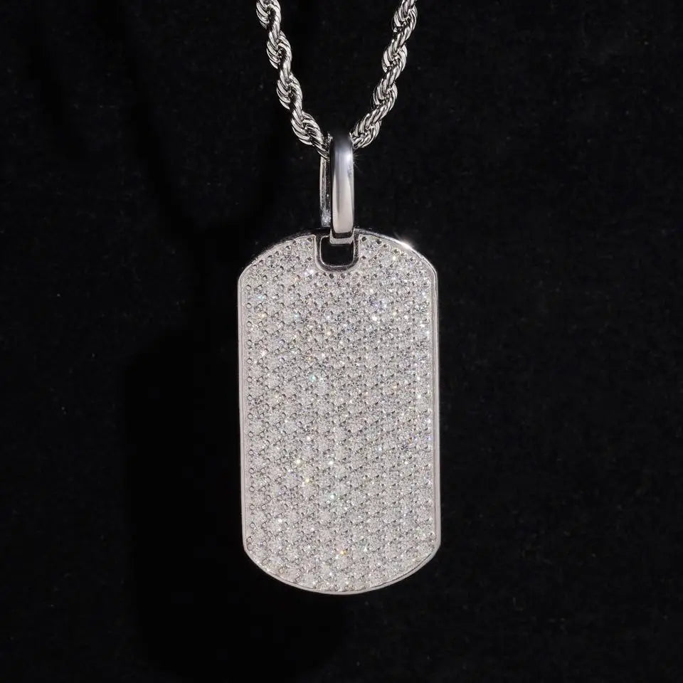 Fully Iced Out VVS Moisaanite Dog Tag Pendant