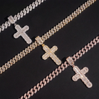 GL Hip Hop Iced Out Baguette Diamond Cross Pendant