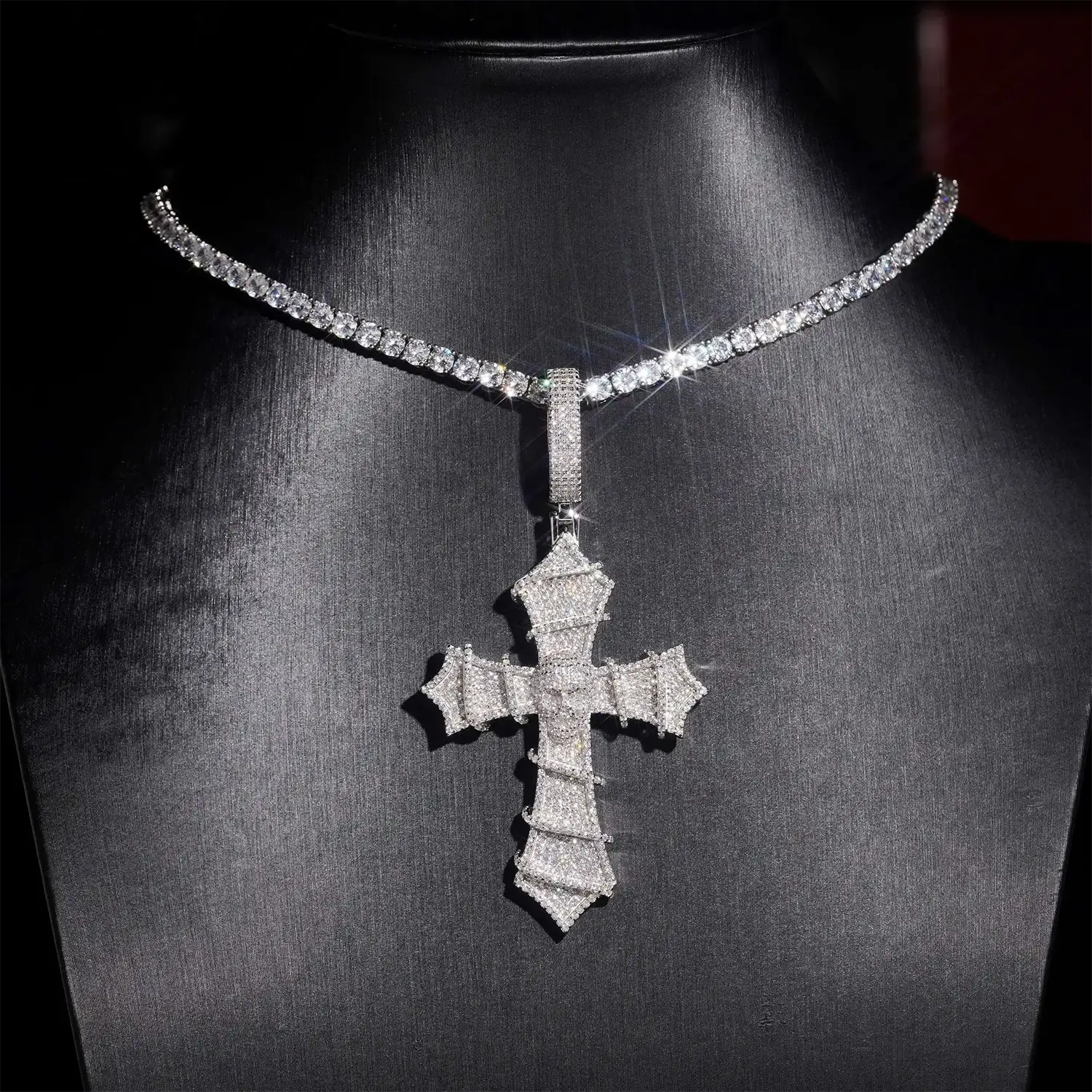 Iced Out VVS Moissanite Cross Pendant