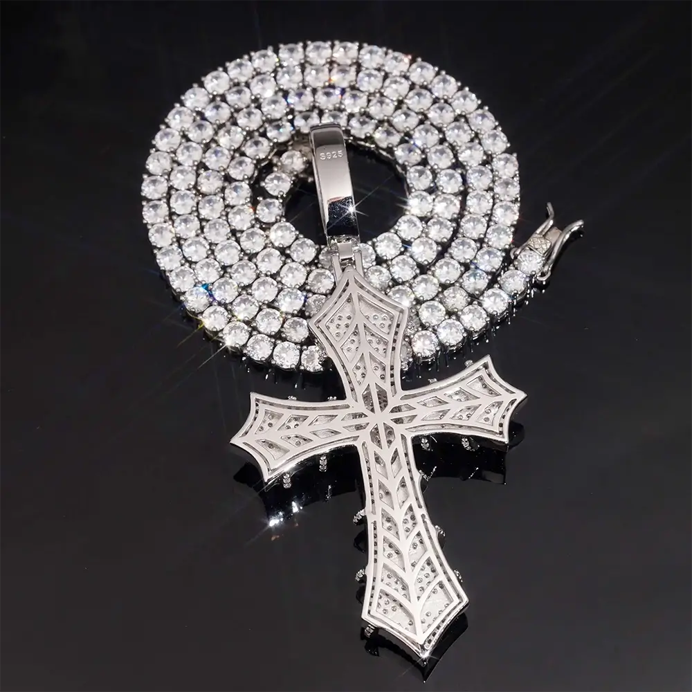 Iced Out VVS Moissanite Cross Pendant