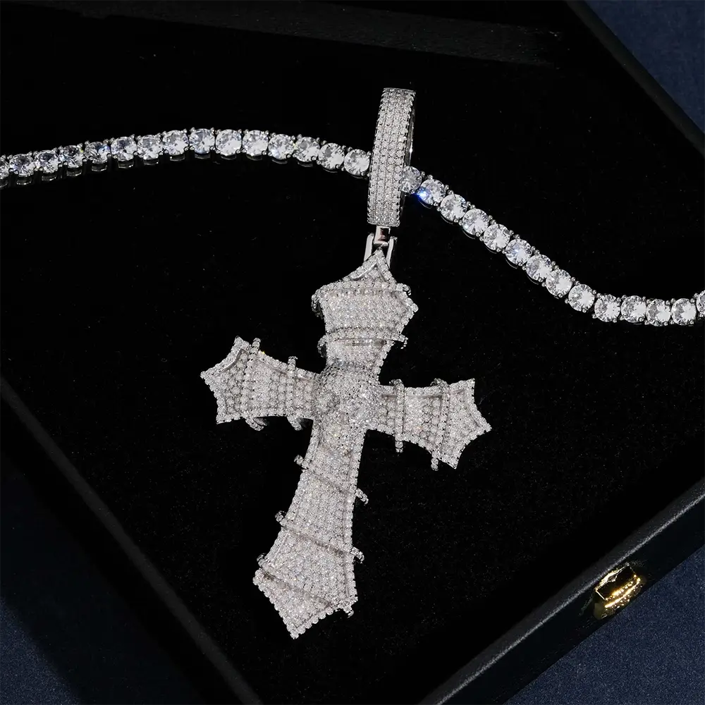 Iced Out VVS Moissanite Cross Pendant