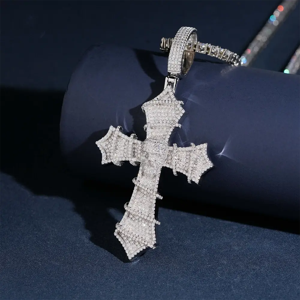 Iced Out VVS Moissanite Cross Pendant