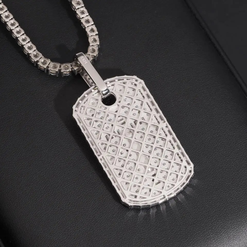 Iced Out Baguette VVS Moissanite Jesus Cross Dog Tag Pendant