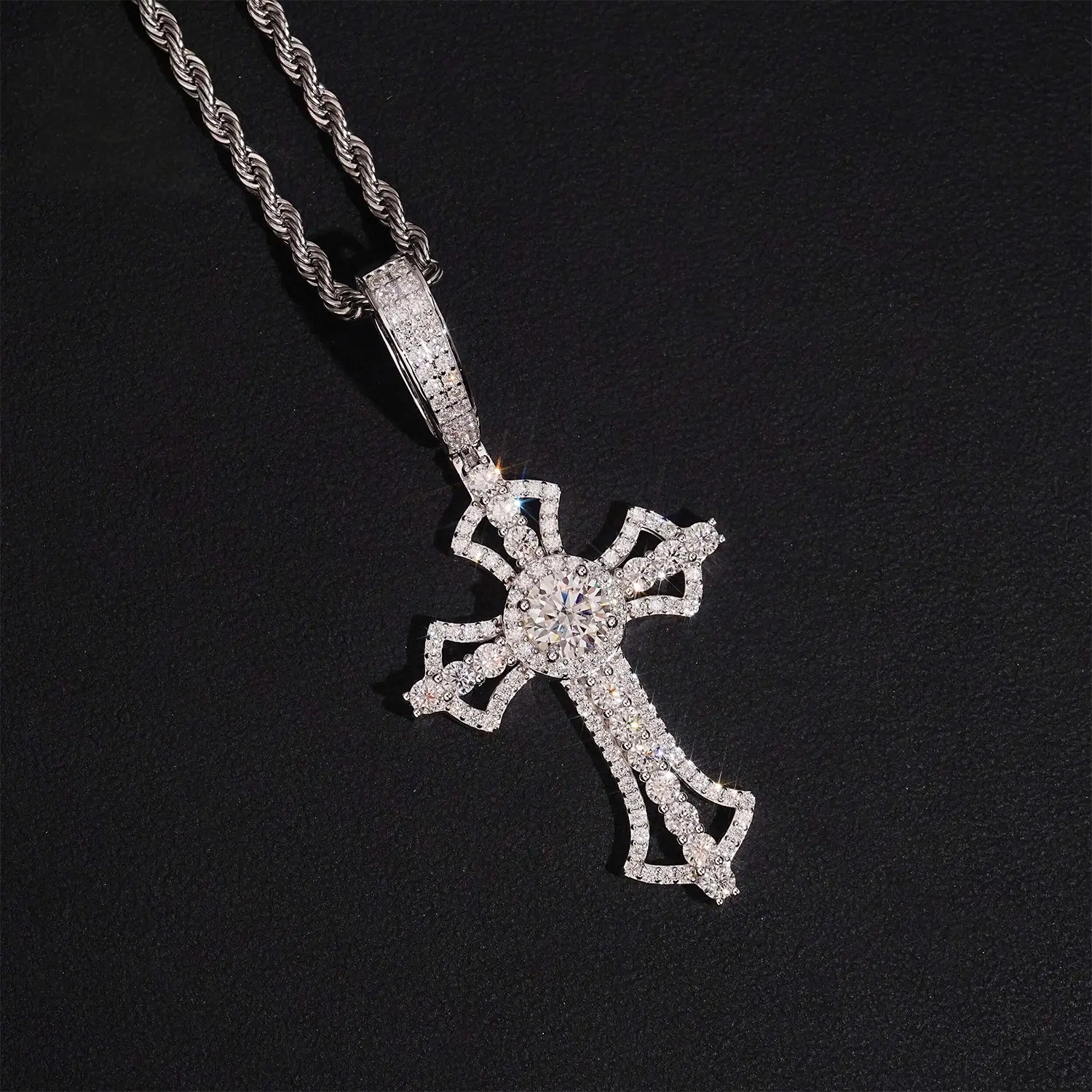 Saint Cross S925 Silver VVS Moissanite Pendant