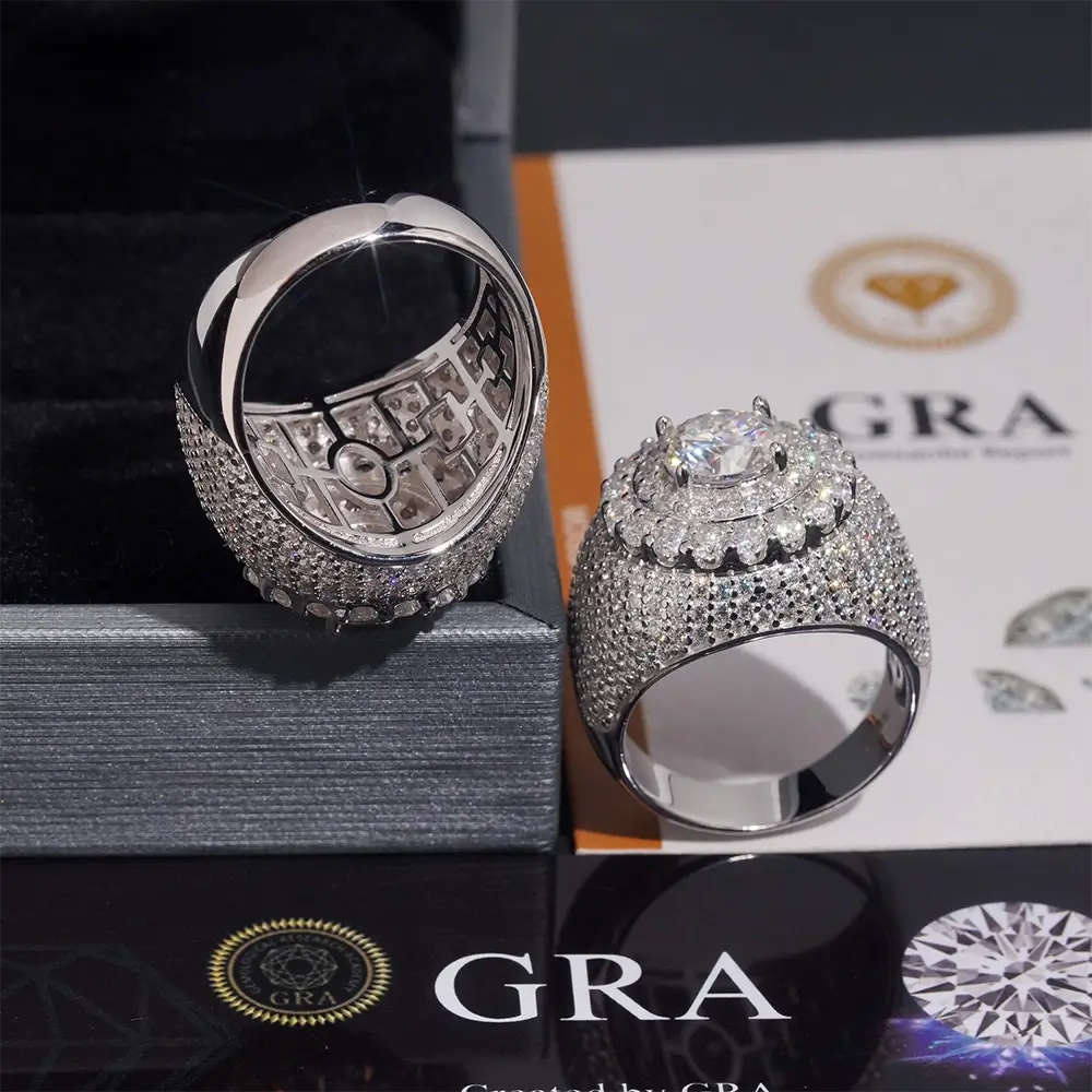 GL Iced Out VVS Moissanite Hip Hop Ring Men