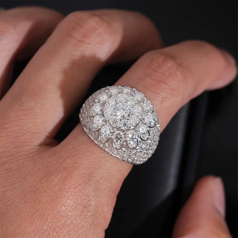 【US 3 Days Delivery】GL Hip Hop Fine Jewelry 925 Sterling Silver VVS Moissanite Diamond Ring